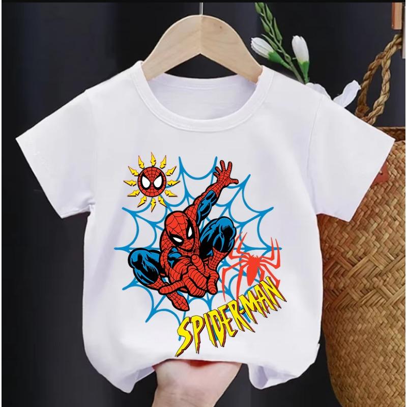 Boys and Girls 2026 Summer Children's T-shirt, Comfortable, Printed with Marvel Spider-Man Pattern