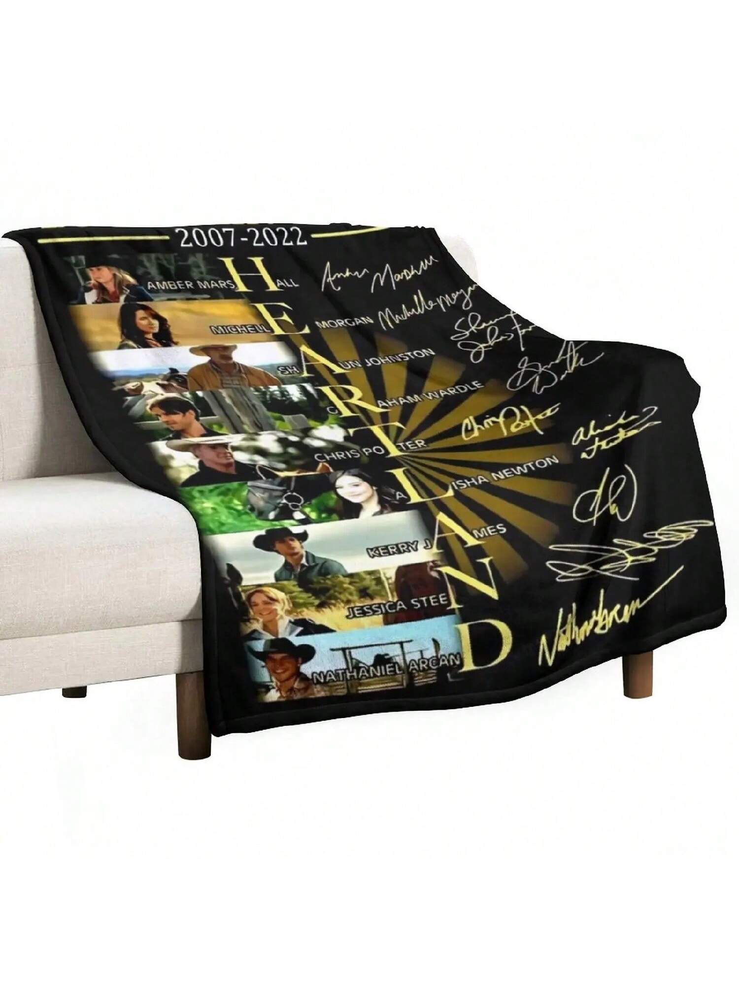 

Heartland 15 Years, 15th Anniversary 2007-2022 Hrtlnd Signatures Throw Blanket Multi-Purpose Polar Blanket 75X95CM сірий колір