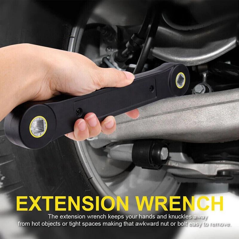 Universal Extension Wrench Set Adjustable Spanner with 3/8'' & 1/4'' Adapter Automotive Repair Hand Tools Ratchet Wrench Durable