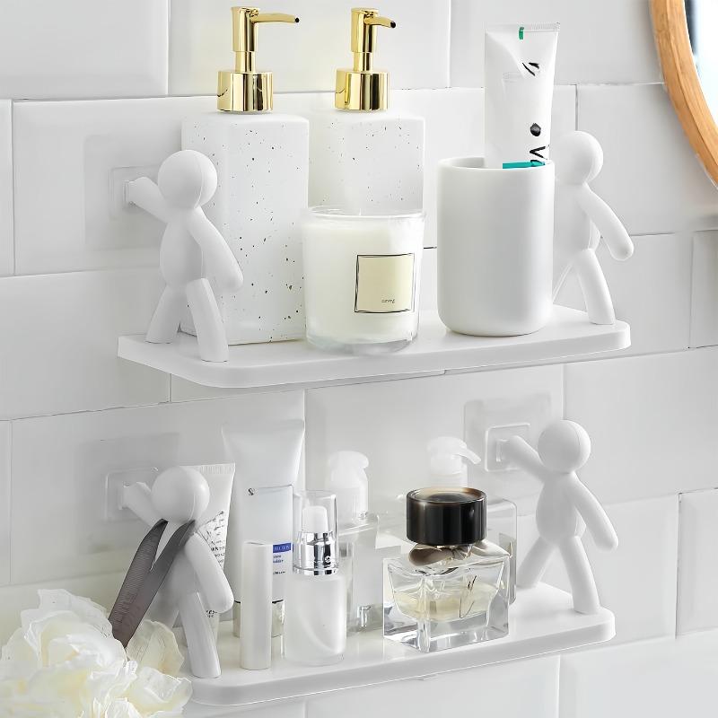 The New Small-sized Storage Rack for Bathroom Toilet Shower Room and Kitchen Storage Can Be Hung on The Wall Without Drilling