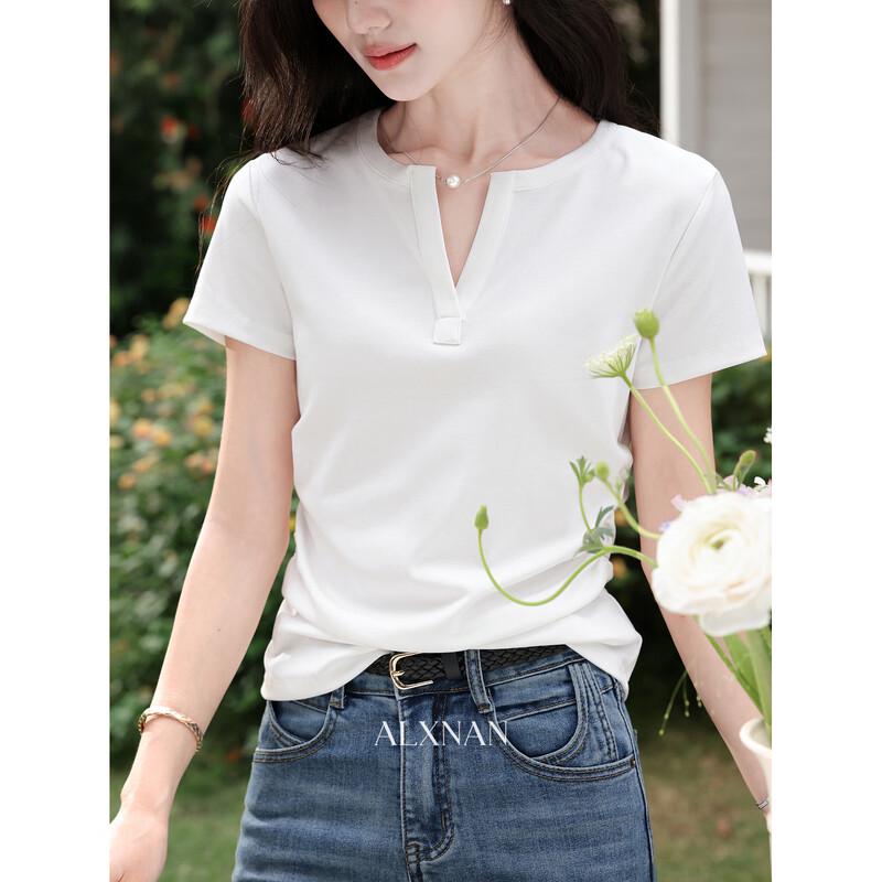 Luxiangnan Women s V-Neck Short Sleeve Slimming T-Shirt M