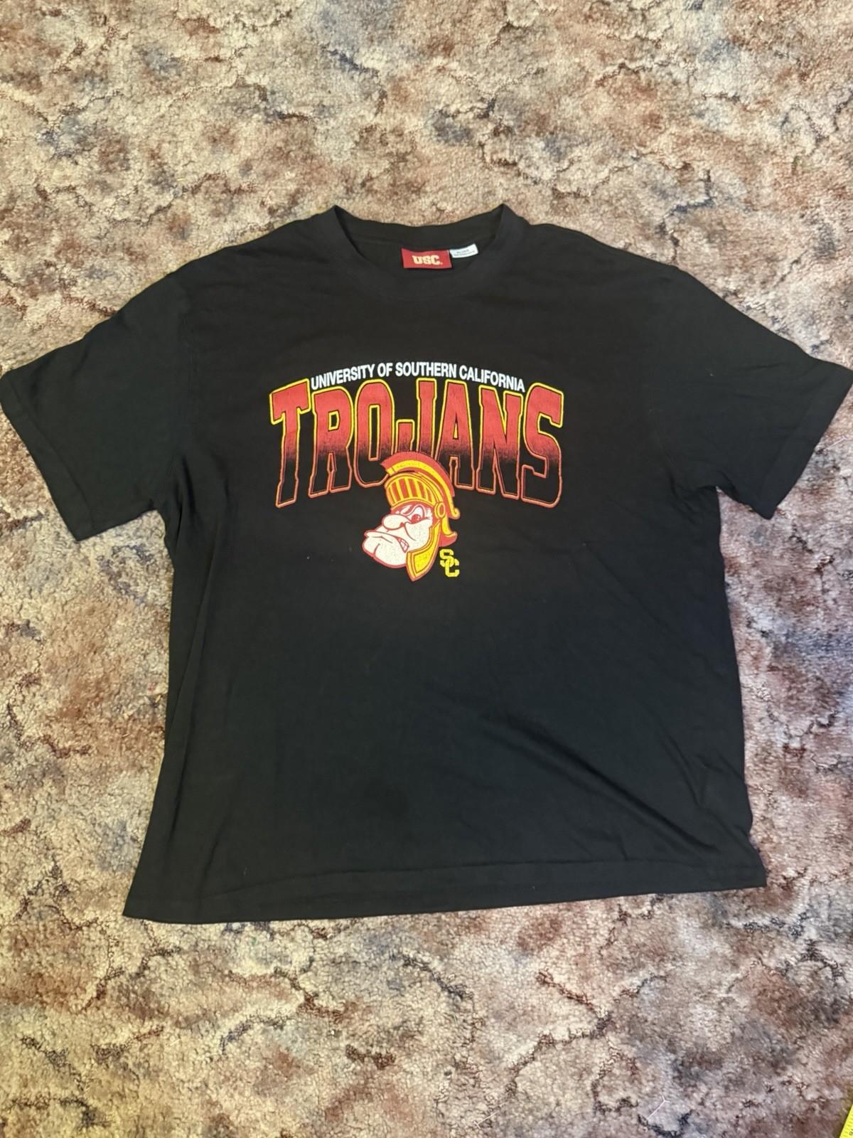 Vintage 00s USC Trojans black Tee Big Print Size XL Unisex T-Shirt S