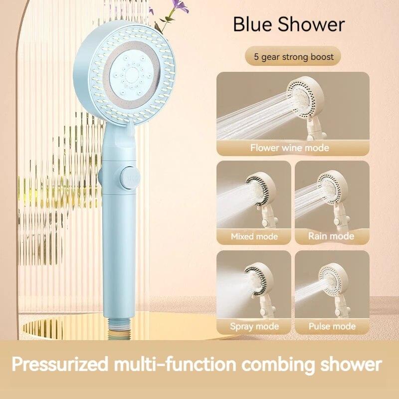 Dd-home Bathroom Accessories Black Gas Rain Mist Increase Water Heater Pressure Summer Showers Heads Polishing for Country House