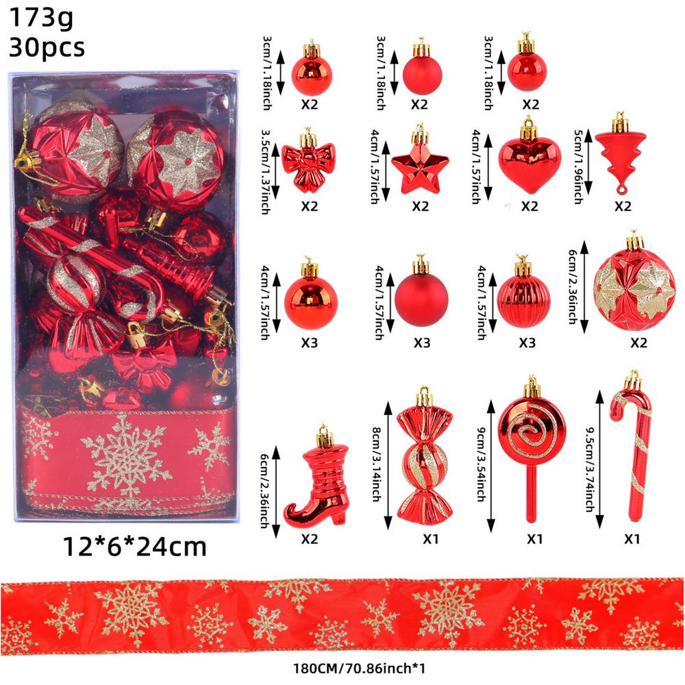 

Christmas Tree Ornaments Set 30 Pieces Winter Holiday Decoration Pendants Christmas Balls Decoration For Engagement Wedding красный
