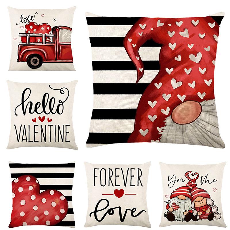 Letter Print Valentine's Day Pillow Cover Nordic Simple Linen Love Home Sofa Cushion Cover Cushion Cover