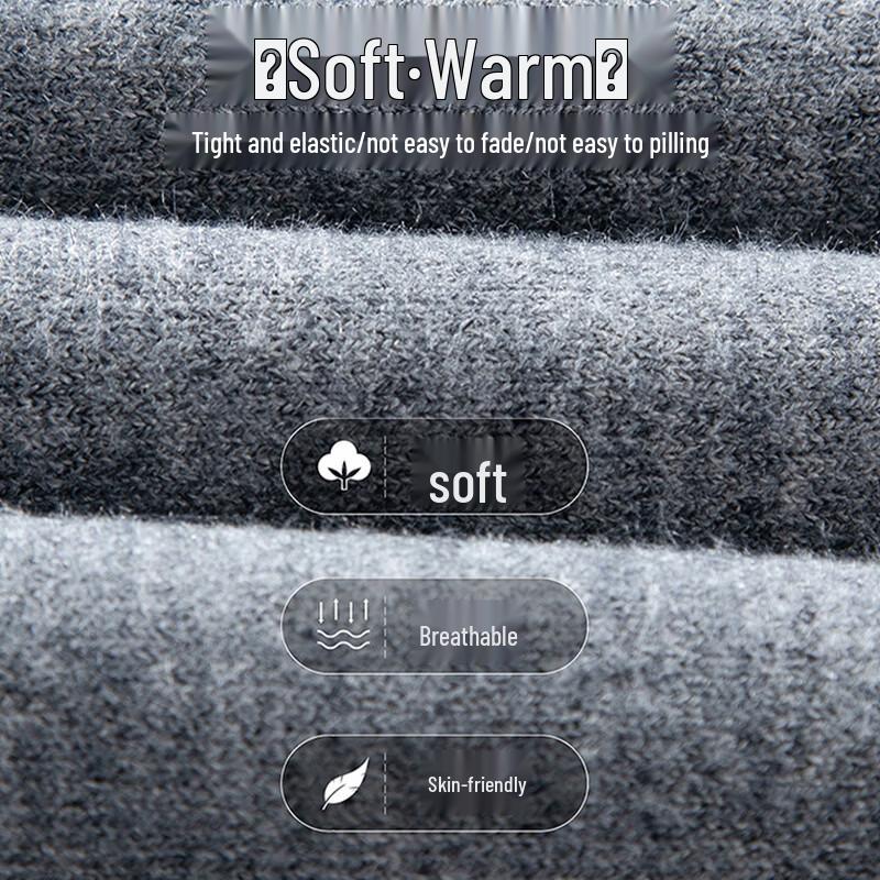 Luomeng Men's Fleece-Lined Mock Neck Knit Sweater WLL303R