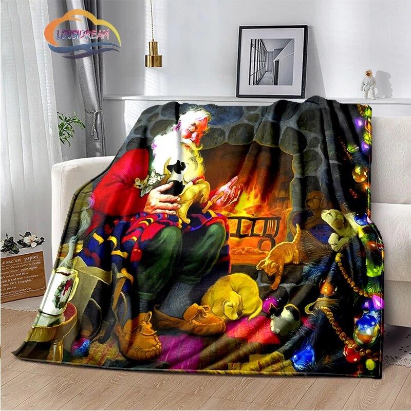 Frohe Weihnachten Serie Santa Decke Flanell Wärme Weiche Plüsch Sofa Bett Werfen