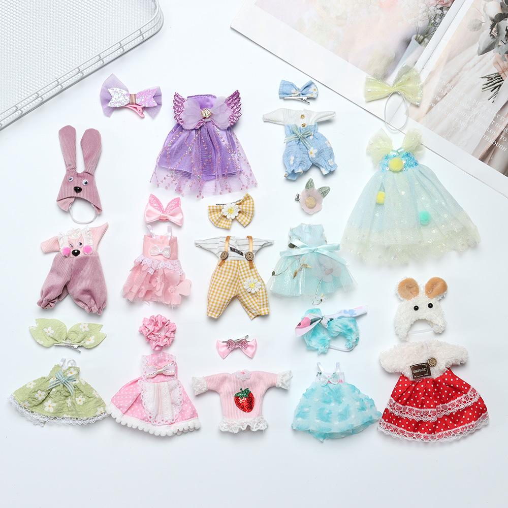 Fashion Suit Dress Up Skirt Cute Clothes Uniform for 1/12 BJD Dolls 16cm 17cm OB11 Doll for Girls Kids Doll Toys Accessories