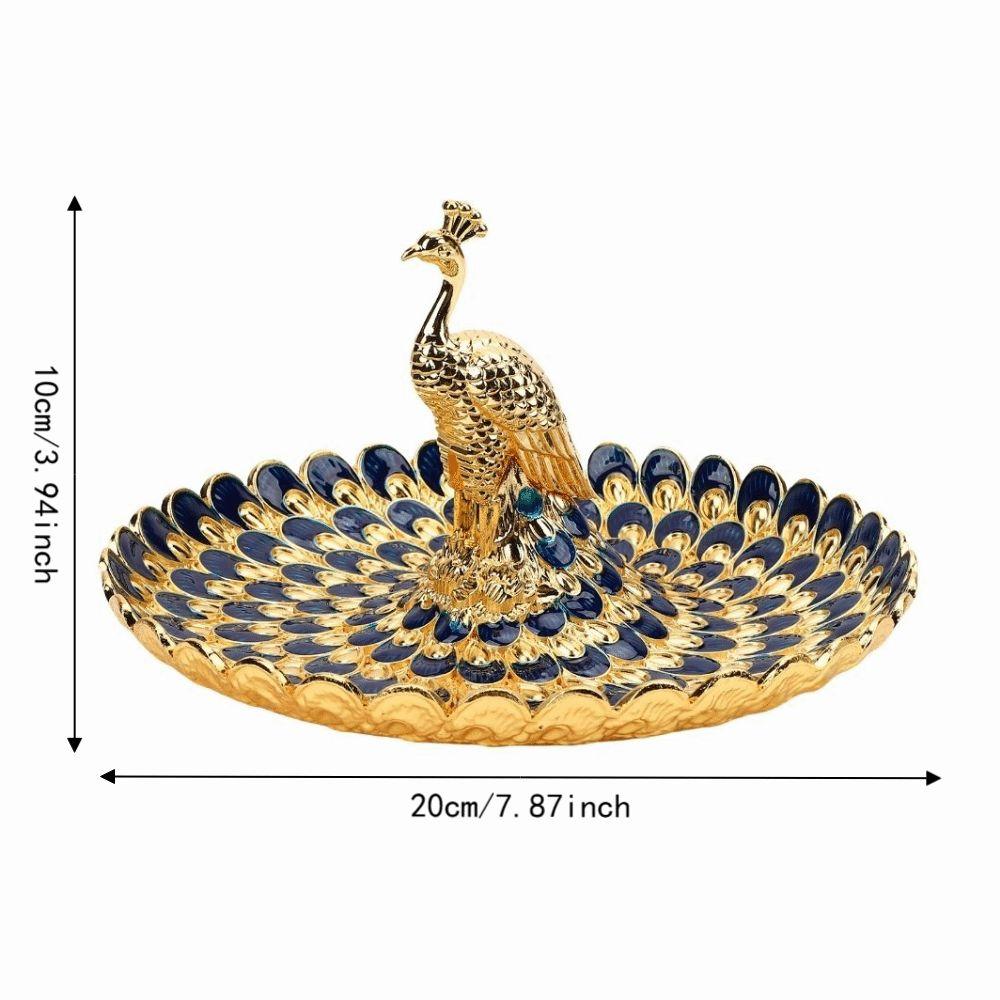 Golden Blue Color Serving Tray Metal Material Snack Serving Plate Buffet Bar Table Decor