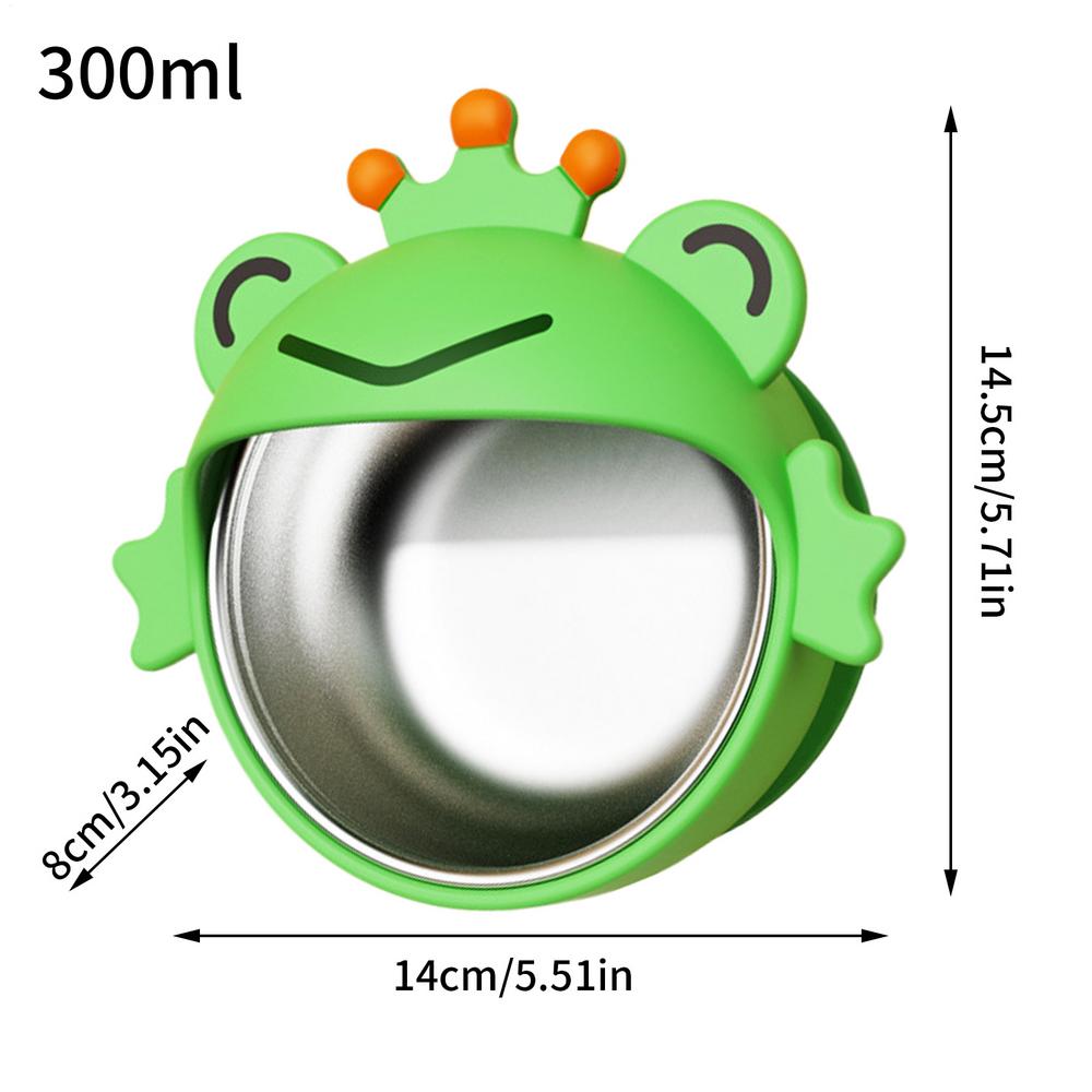 

Baby Suction Bowls Cartoon Noodle Containers Stainless Steel Removable Silicone Toddler Food Feeding Bowl For Kids Aged Over 6 зелений