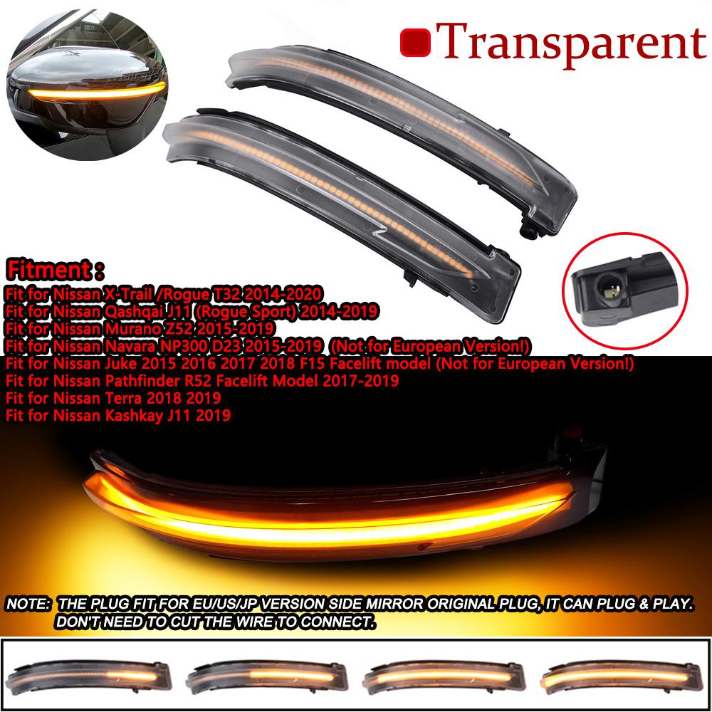 For Nissan X-Trail T32 Qashqai J11 Murano Z52 Navara NP300 Pathfinder LED Dynamic Turn Signal Light Rear Mirror Indicator