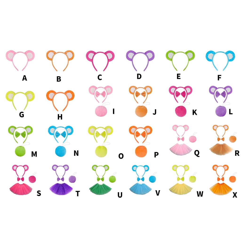 Cartoon Bear Ears Headband Bows Tie Mini Skirt Fashionable Soft Fabric Hair Accessory for Women and Kids