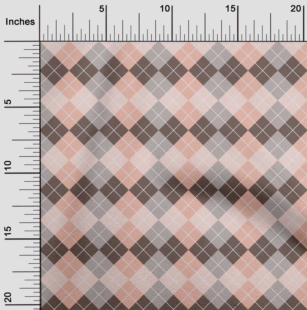 oneOone Cotton Flex Bright Red Fabric Argyle Check Dress Material Fabric Print Fabric By The Yard 40 Inches