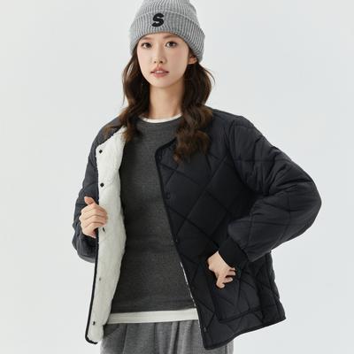 Winter Solid Colour Fashion Plus Thickened Padded Warm Long Sleeve Cotton Jacket Women's Cotton Clothing Tops