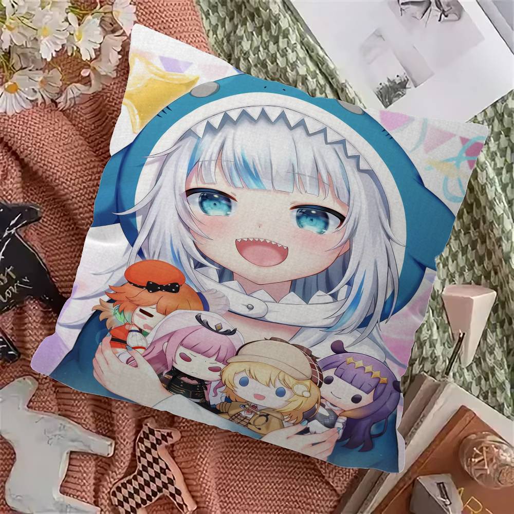 Gawr Gura Kawaii Cushion Cover Pillow Cover Decor Pillowcase Printed Cushion Case for Couch
