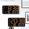 Duży Cyfrowy Zegar Ścienny Wyświetlanie Dnia Tygodnia Daty Temperatury Sterowanie Głosowe Stołowe LED Budziki Regulowana Jasność Zegar 12/24H