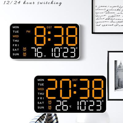Large Digital Wall Clock Week Date Temperature Display Voice Control Table Led Alarm Clocks Brightness Adjustable 12/24H Clock