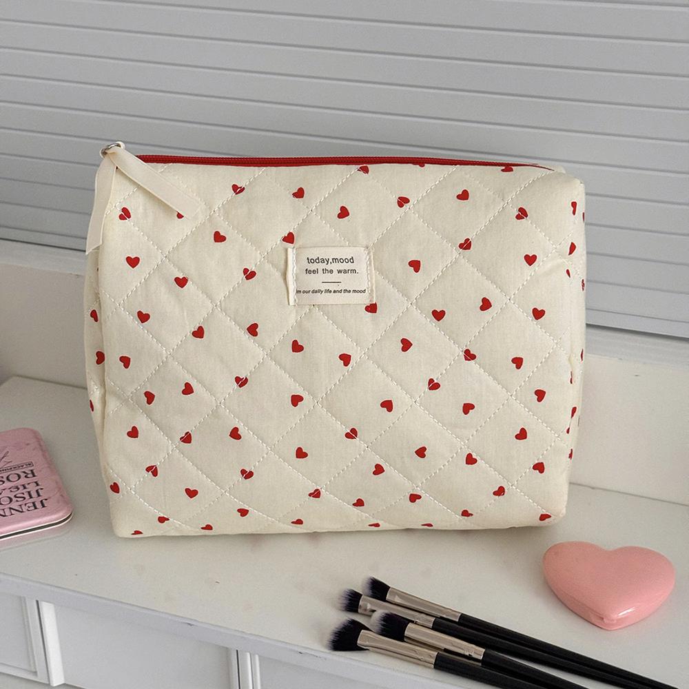 Modische Damen Cartoon Schleife Erdbeerprint Clutch Tasche Tragbar Stepp Handtasche Große Kapazität Party Reißverschluss Damen Taschen Beutel
