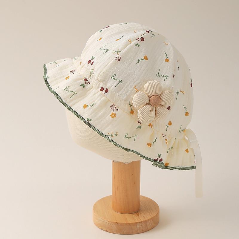 Sweet Spring & Autumn Flower Bucket Hat for Baby Girls