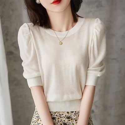 Summer Fashion New Short Sleeve Knitted Women Sweater O-Neck Black White Knitted Sweaters Pullovers Women Tops JJ45