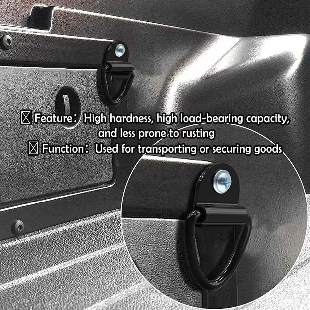 4PCS V-Ring Truck Bed Tie Downs with Screw Fitting Set,Heavy Duty Trailer Tie Down Anchor with 1000 Lbs Capacity,Replacement for Truck Bed Hooks Fits