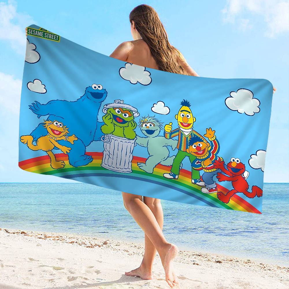 S-Sesame Street Cartoon Art Big Microfiber Beach Towels Quick Dry Towel Sand Beach Towels Pool Towel For Travel Swim Pool Yoga W40*H60(CM)