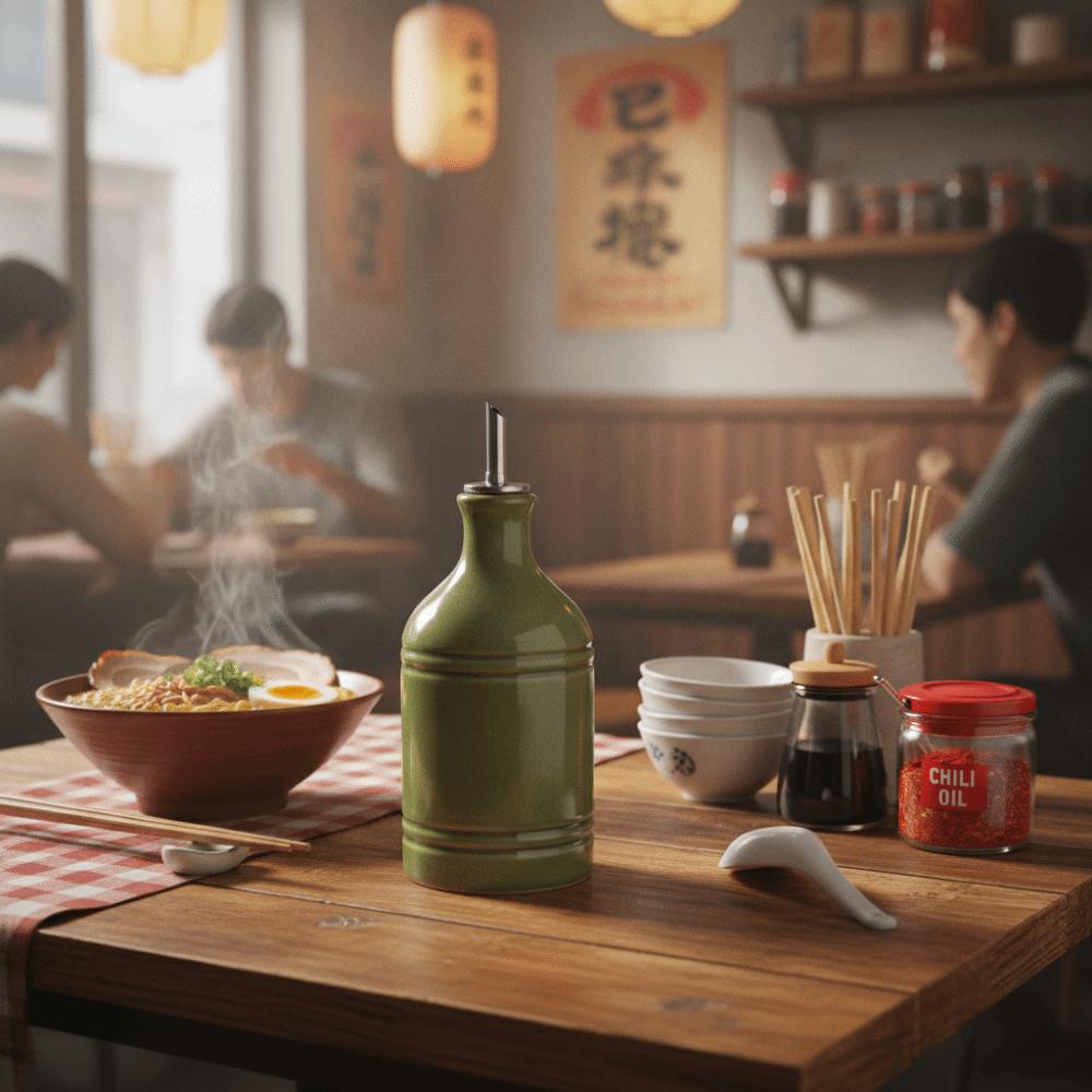 Ceramic Nordic Retro Olive Oil Bottle Metal Pointed Spout Olive Oil Dispenser  Dinning Table