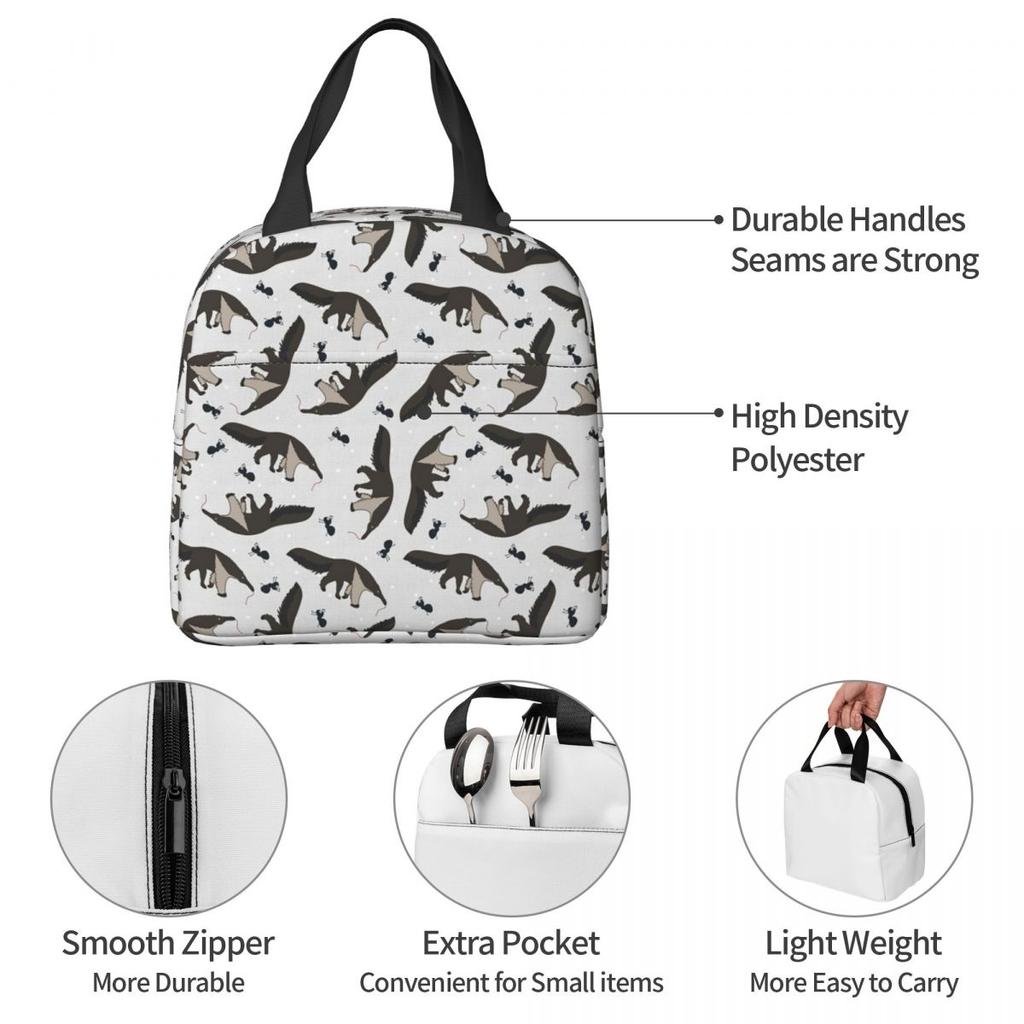 Giant Anteaters And Ants All Over Insulated Lunch Bag for Women Kids Portable Food Boxes Thermal Lunch Box Tote