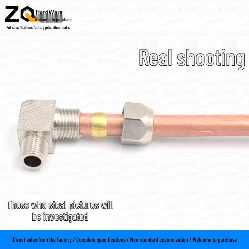 Nickel-Plated Copper Elbow Pipe Fitting (Right-Angle, 1/2" 2/3" 3/4", 6-14mm for Oil Pipes)