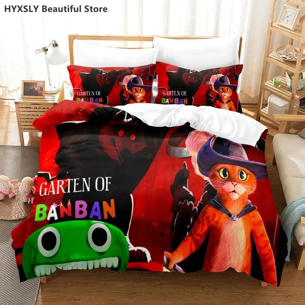 Garten Of Banban 3D Bedding Set Game Quilt Cover Pillowcases Single Queen King For Kids Rainbow Cartoon Duvet Cover Sets