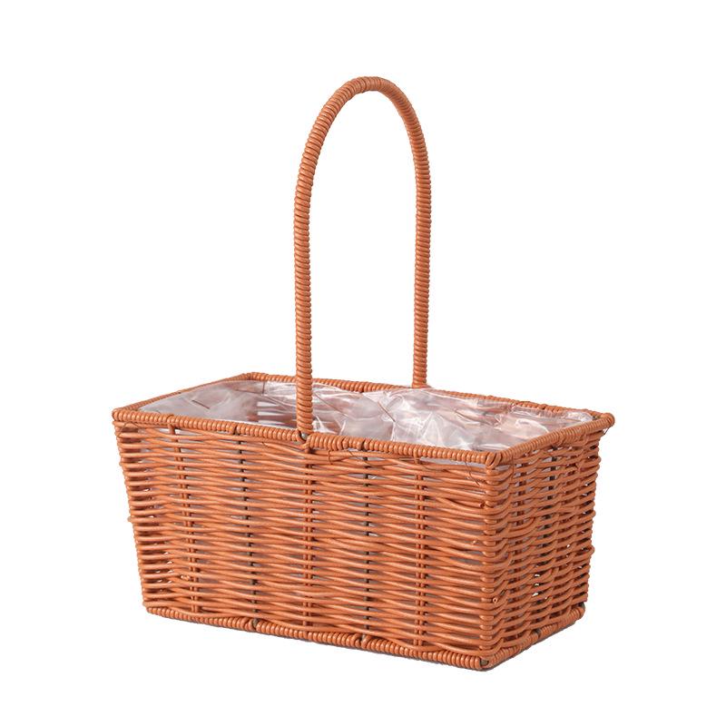 Handheld Woven Rattan Basket: Ideal for Flowers, Fruit, Gifts, Storage, and Souvenirs - Perfect for Flower Shops and Children's Day Celebrations.
