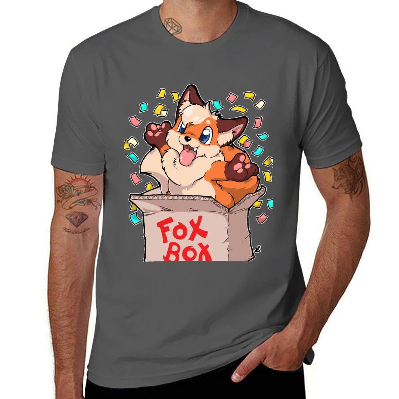 

Fox Box T-Shirt men t shirt cotton 100% t shirt man casual T-Shirt 4XL