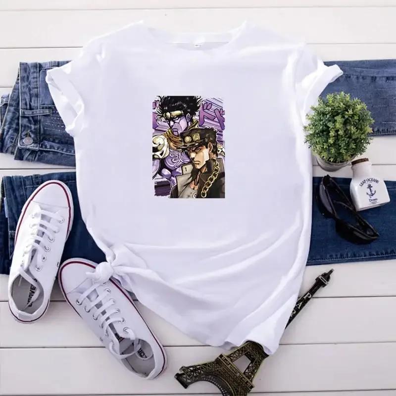 JoJo Bizarre Adventure Anime Print T Shirt Harajuku Women Casual Vintage Streetwear Short Sleeve T Shirt Unisex Graphic T Shirts