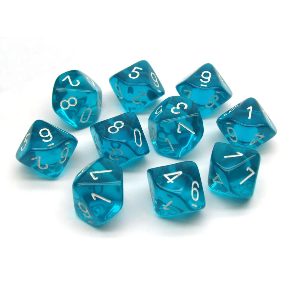 10Pcs 10 Sided Dice D10 Polyhedral Clear Transparent Dices For Board Games 0-9 Number 18Mm Rpg Dice Family Dice