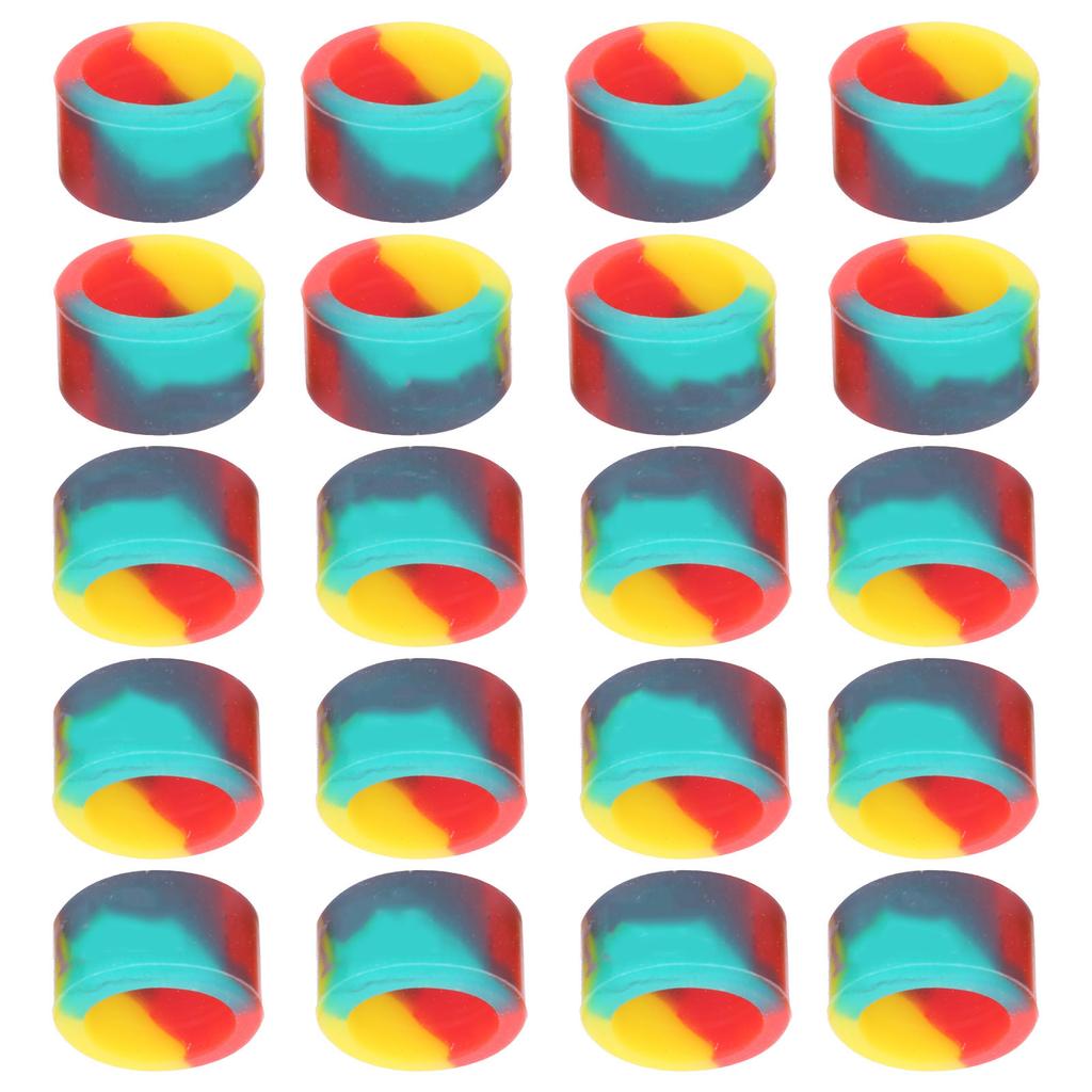20pcs Fishing Rod Stop Ring 3 Colors Pole AntiSkid Circle Rubber Silicone Fishing Tackle(M )