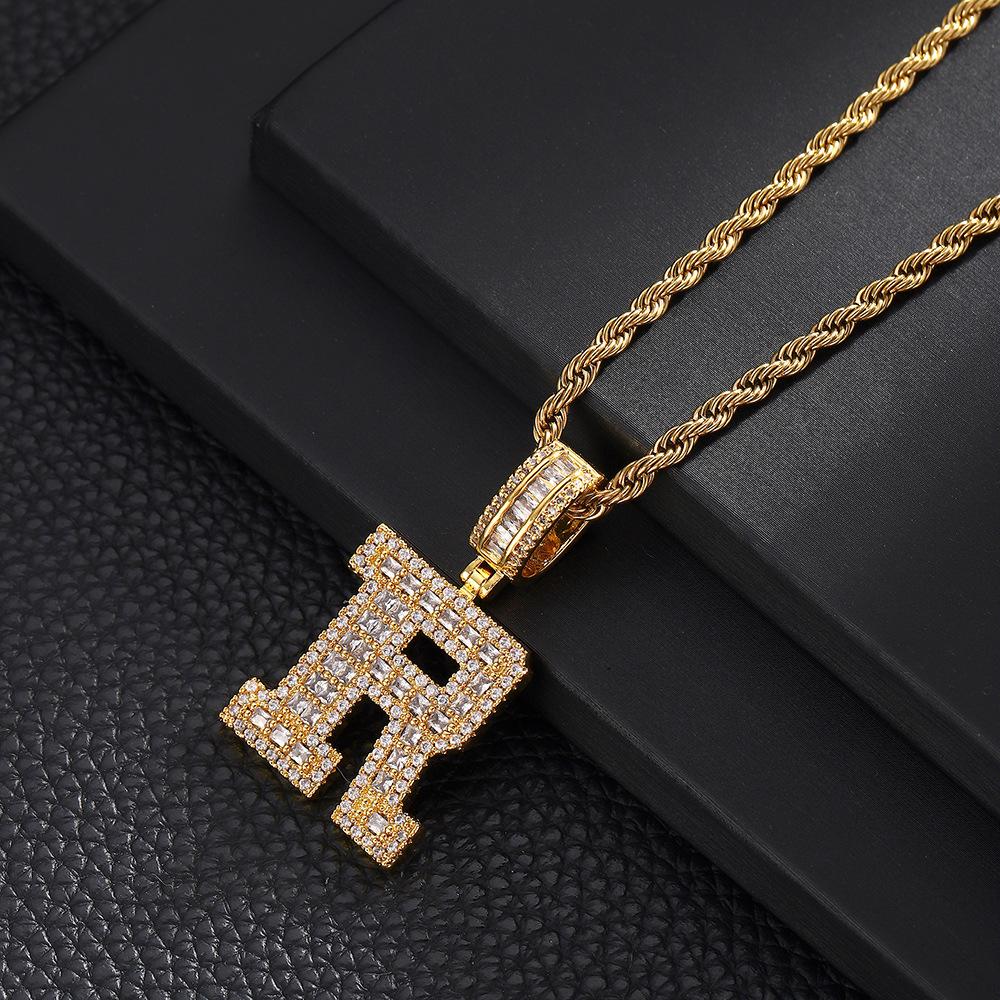 26 English Letters Pendant Necklace Copper Inlaid Zircon Versatile Jewelry Necklace
