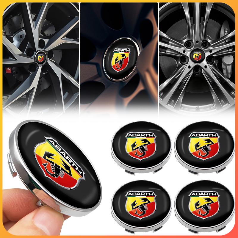 4pcs 60mm Car Wheel Center Hub Cap Rim Cover Emblem Stickers For Abbas Abarth Punto 124/125/500 Stilo Ducato Car Accessories
