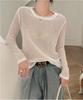 DONLAONE Sheer Summer Knit Long Loose Openwork Solid Fall Women's Sweater, Sheer, See-Through, Sleeves, Fit, Knit, Lightweight, Layering, Color,