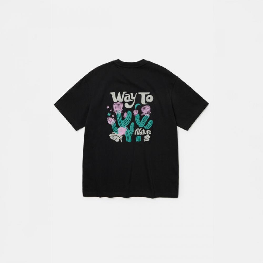 Kolon SporTs Women CacTus Graphic ShorT Sleeve T shirT TvTcm25622blk