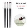 Nail Art Brush Set – 5-Piece: Black Handle, Flat Head, Gel & French Gel Striping Brushes