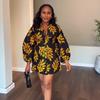 European, American Summer African Printed Short Dress Holiday Style Elegant Temperament Versatile and Thin Skirt Women