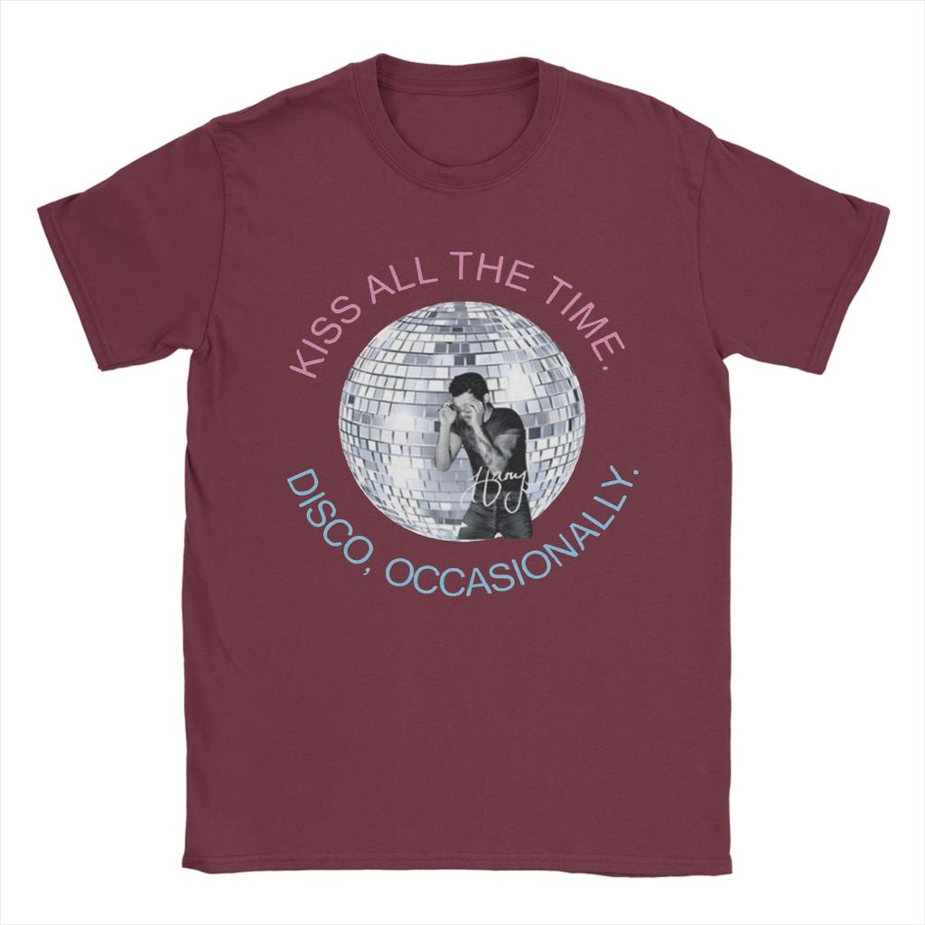 Harry Styles Kiss All The Time Disco Occasionally Mens T Shirt Tee Shirt Short Sleeve Crewneck TShirts 100 Cotton Clothes