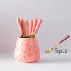 6pcs Fork and Storage Can Set Simple Nordic Style Fruit Fork Dessert Fork Tableware Practical Kitchenware