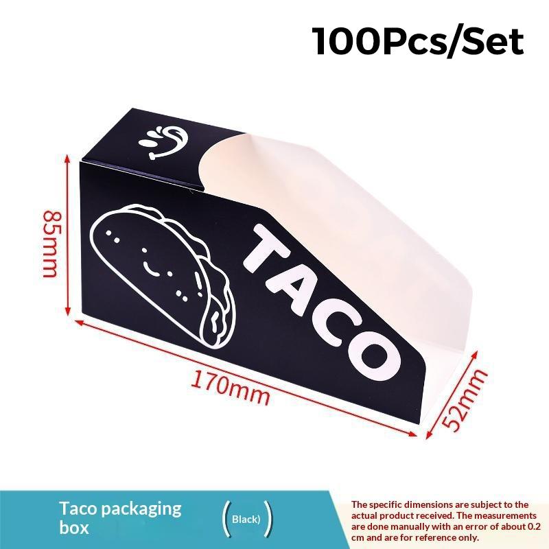 50/100Pcs Taco Paper Packaging Box Disposable Paper Holder For Sandwich Hot Dog Burger Takeaway Fast Food Restaurant Party Use