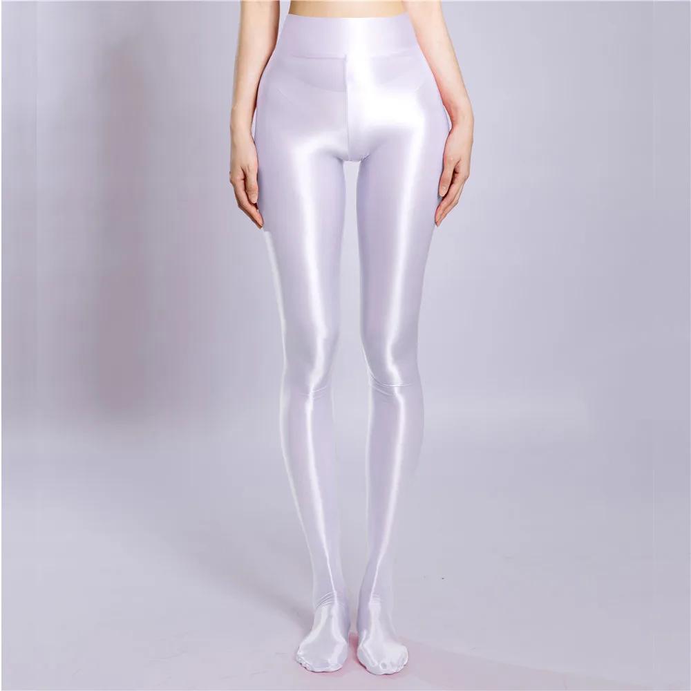 Sexy Women Stain Smooth Pants Oil Shiny Glossy Pantyhose Yoga Leggings Elastic Dance Tights Shaping Seamless Pants Maid Stocking