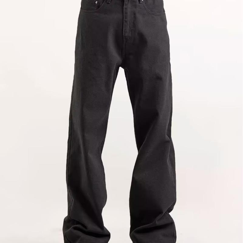 

Men s American Style Black Loose Straight-Leg Jeans, 2025 Spring/Autumn Casual High Street Vibe Small чёрный
