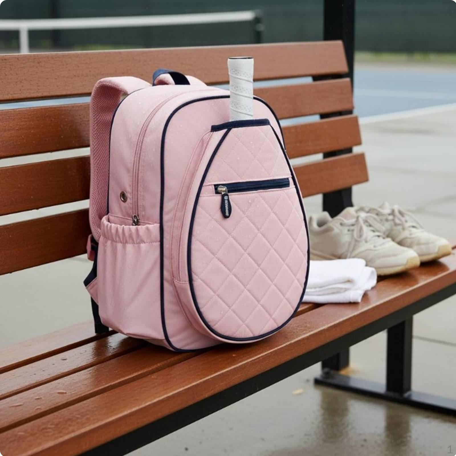 Quilted Pickleball Backpack Waterproof Pocket Racket Padded Shoulder Straps Tennis Bag Shoe
