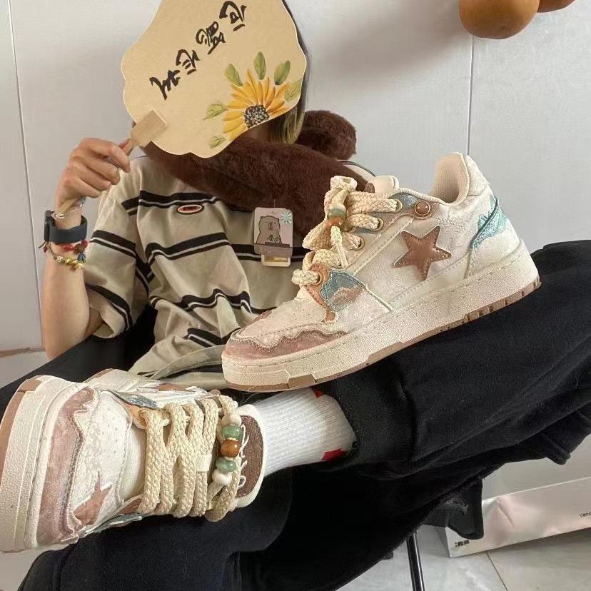 2025 spring and summer new Qingming Shanghe map star fashion versatile board shoes men and women couples with the same style Guochao
