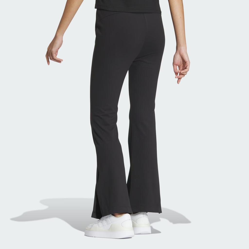 Adidas Womens Fustl Pants Solid Color Split Hem Flared Knit Sports Pants Women Pants Black IZ0600
