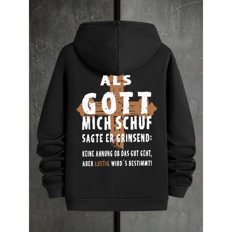 HipHop Trend Letter Print Hooded Sweatshirt Daily Outdoor Vacation Casual Loose Warm Sportswear S чёрный